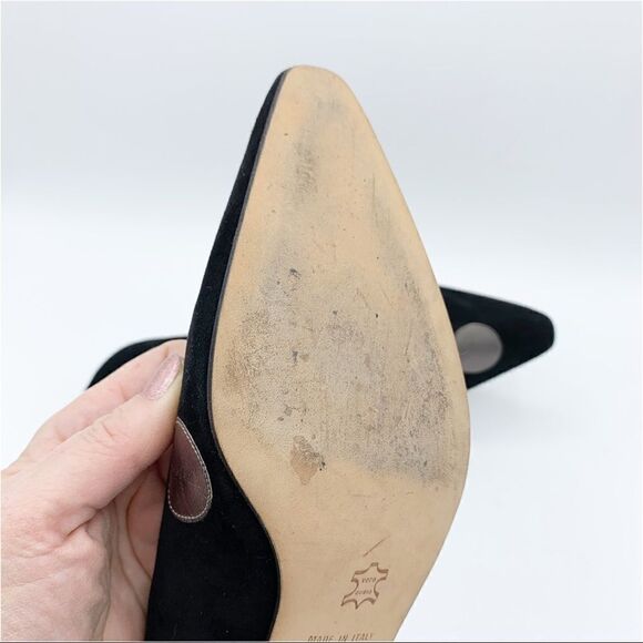 Vintage Vibe I. Miller Black Suede Low‎ Pumps w/Metallic Dots - Picture 11 of 15